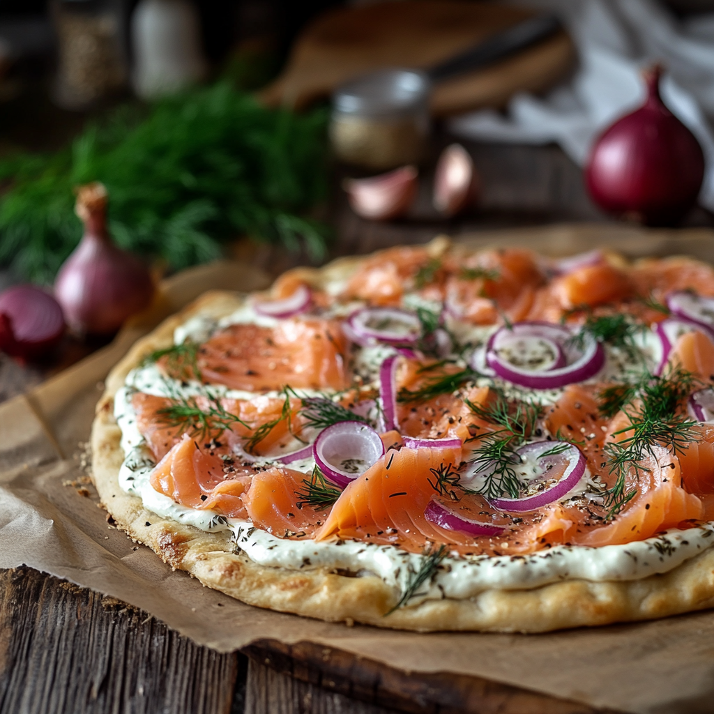 Leckeres Flammkuchen Rezept mit Lachs: Einfach und Köstlich