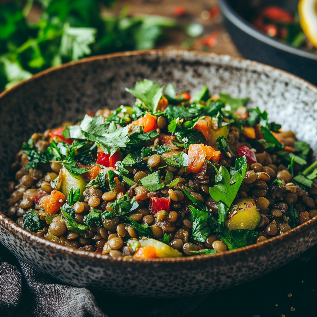 Leckeres und gesundes Rezept für grüne Linsen