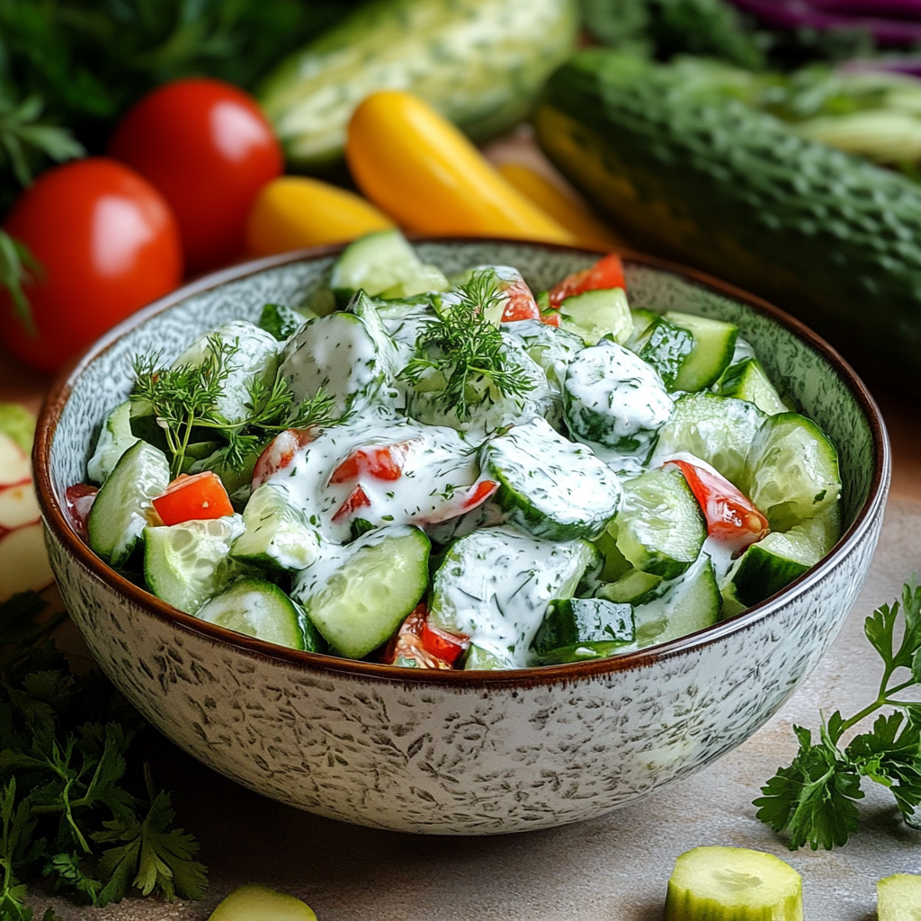 Leckeres Gurkensalat mit Joghurt – Einfaches Rezept