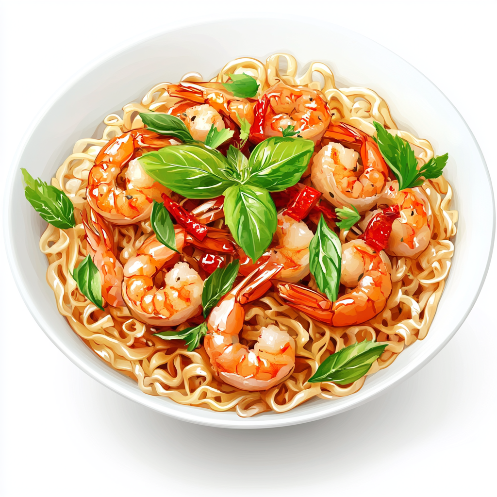 Leckeres und einfaches Rezept für Nudeln mit Garnelen