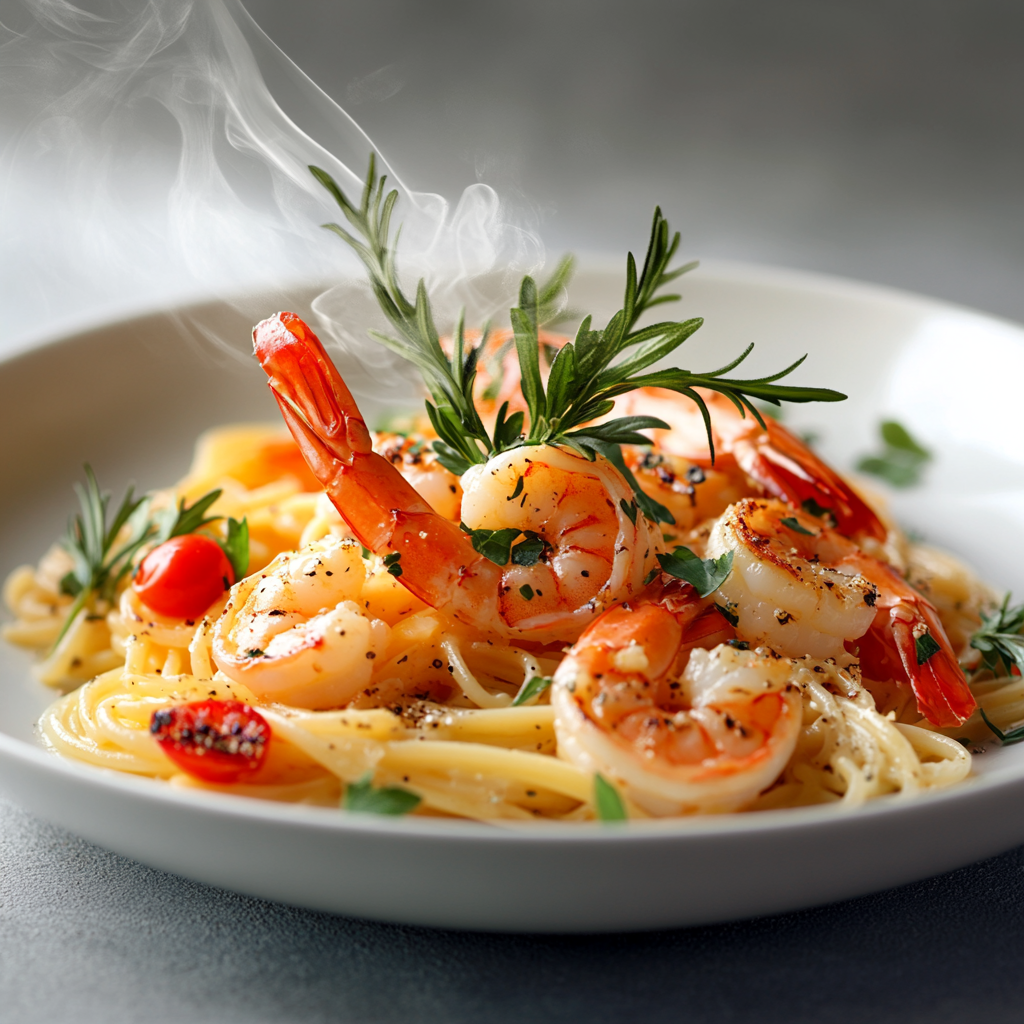 Schnelles und Einfaches Garnelen mit Nudeln Rezept