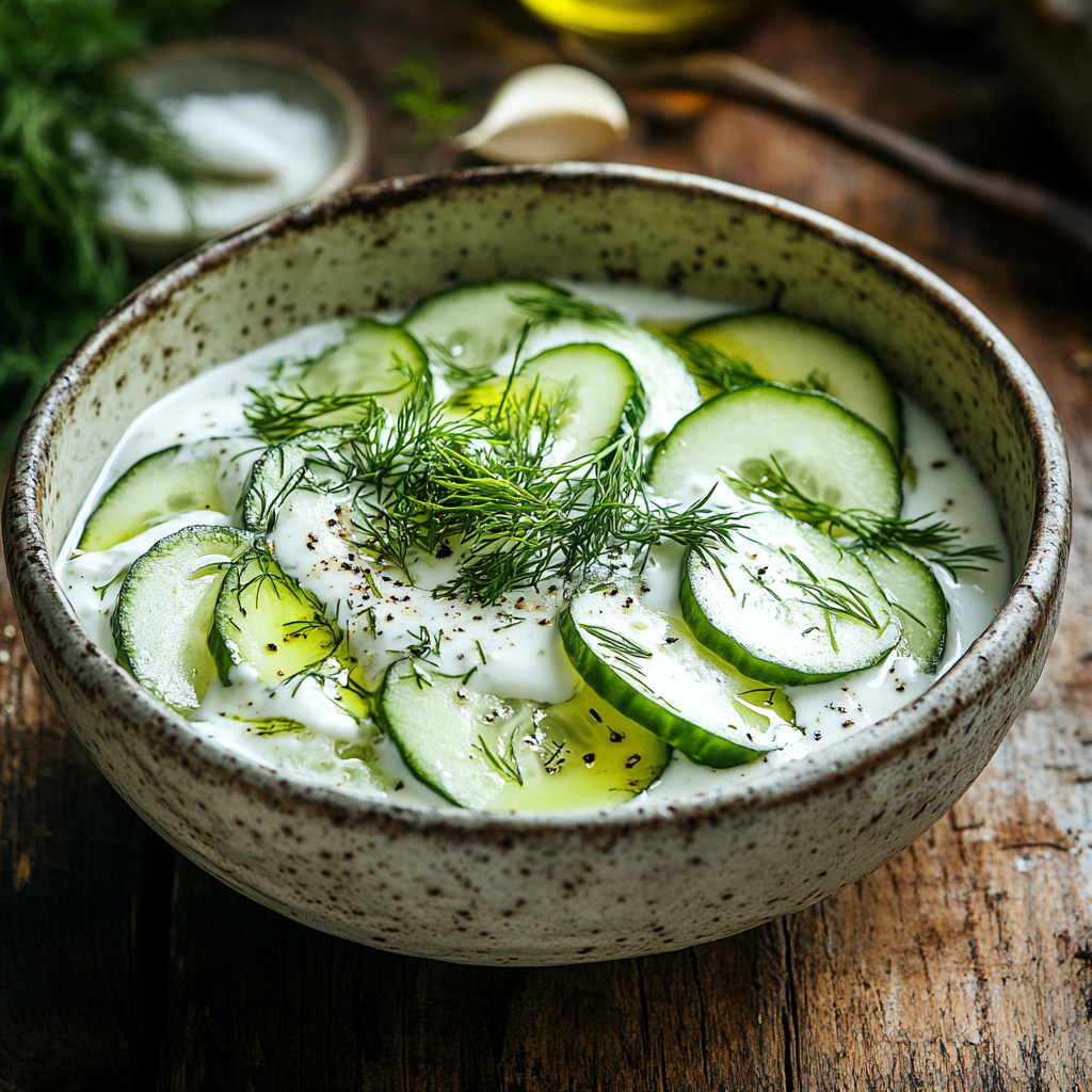 Einfaches Rezept für leckeren Gurkensalat mit Joghurt