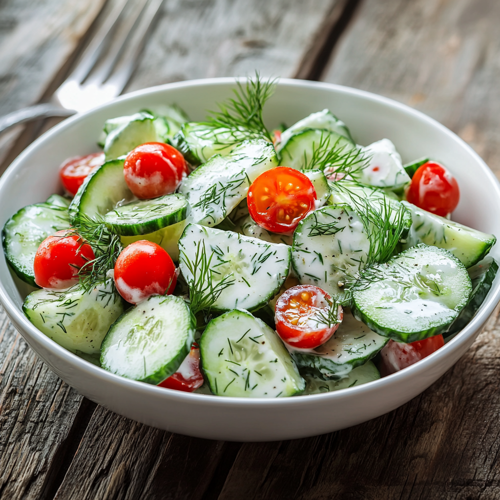 Leckeres Gurkensalat Rezept mit Sahne