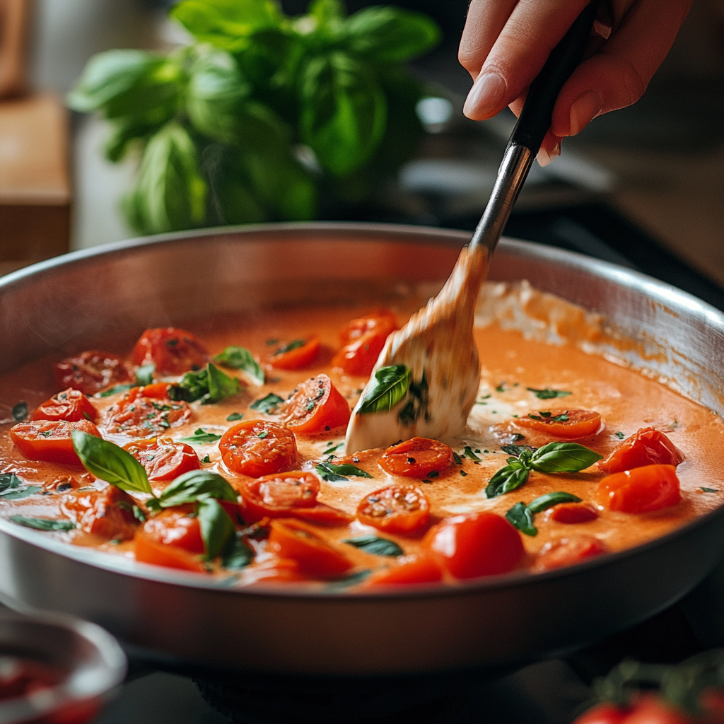 Einfaches und Schnelles Rezept für Tomaten-Sahnesoße