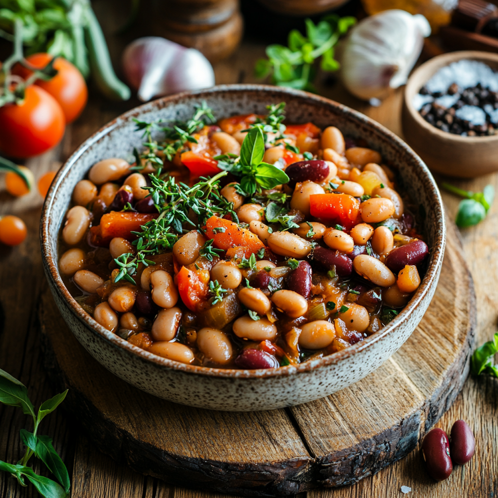 Vegetarisches Rezept für leckere dicke Bohnen einfach zubereitet